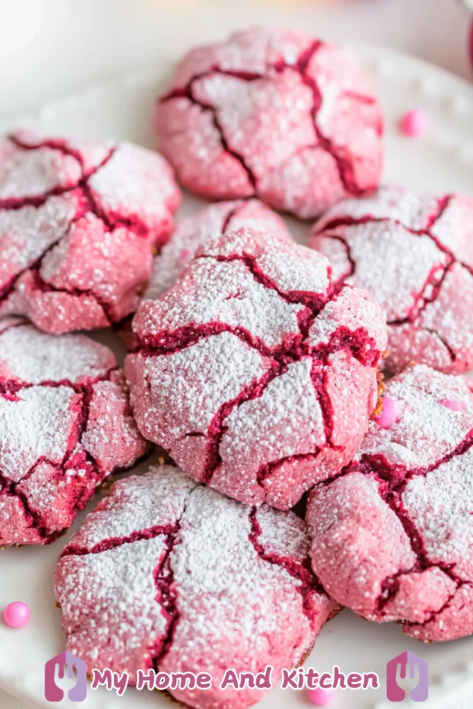 Pink Velvet Crinkle Cookies Recipe