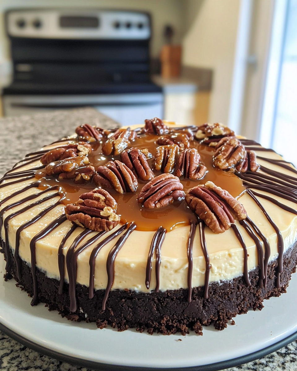 No-Bake Turtle Cheesecake A Caramel Pecan Delight!