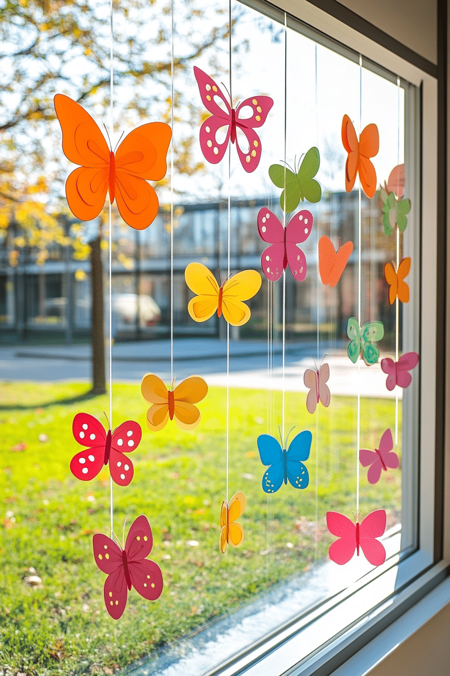 Colorful Hanging Butterflies Spring Display