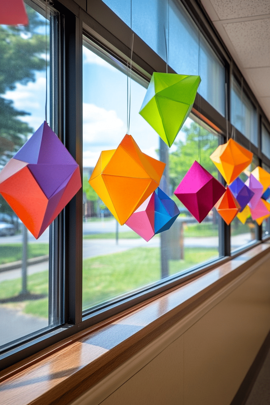 Vibrant Geometric Paper Lanterns Display
