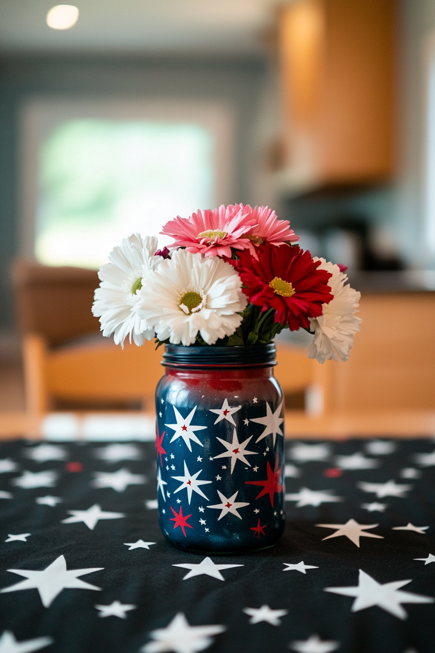Patriotic Mason Jar Centerpiece