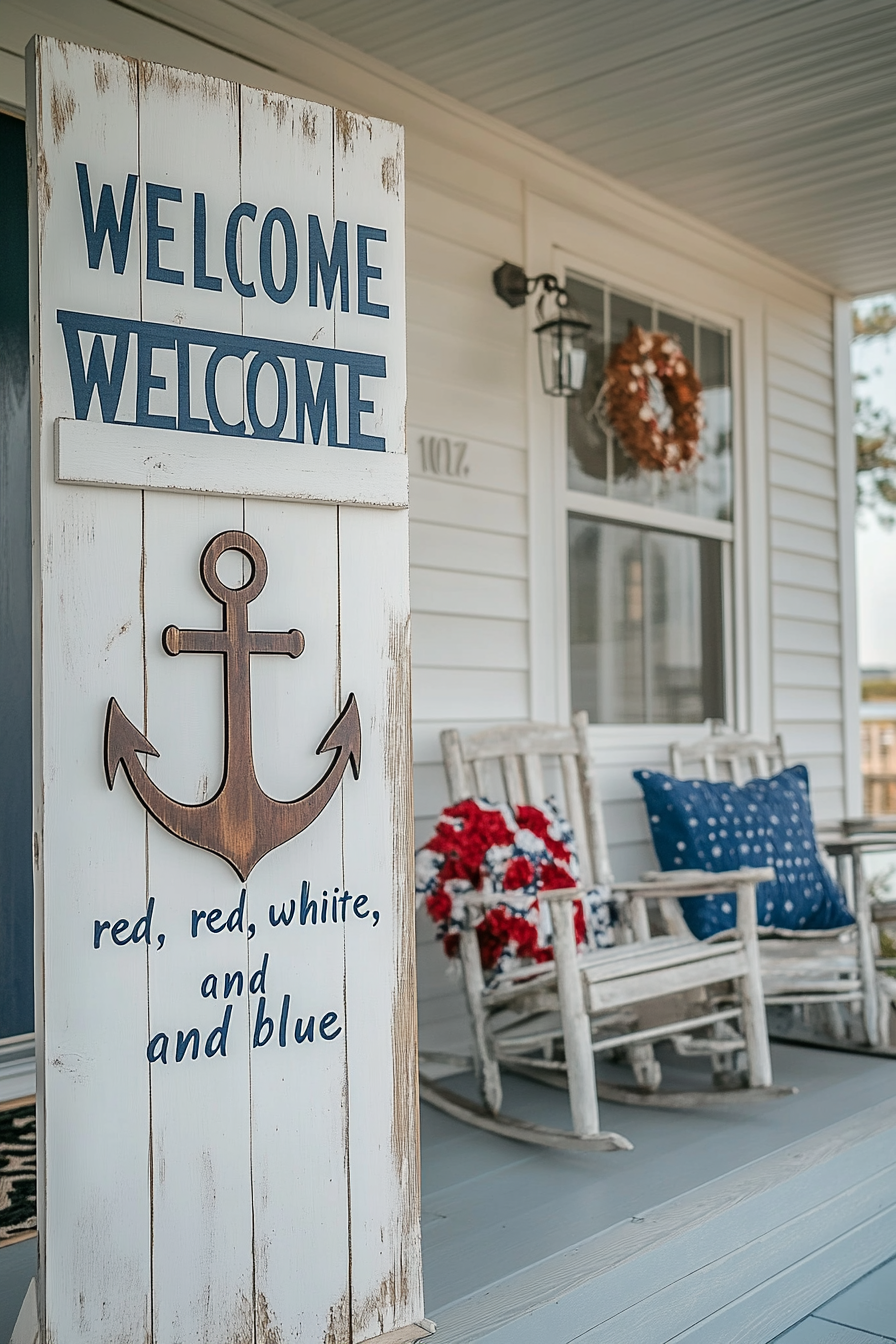 Cozy Coastal Americana Porch Decor