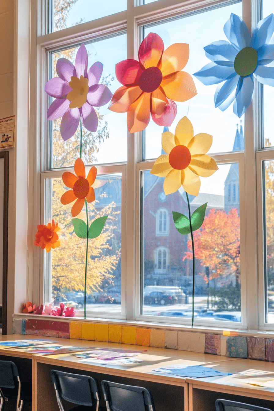 Colorful Paper Flowers for a Cheerful Classroom