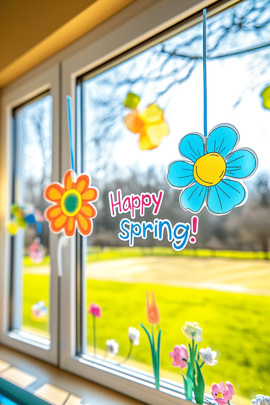 Bright & Cheerful “Happy Spring” Window Decor