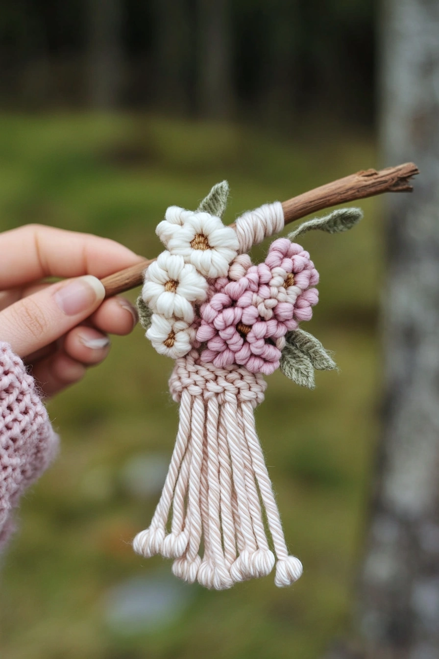 Boho Crochet Floral Wall Hanging