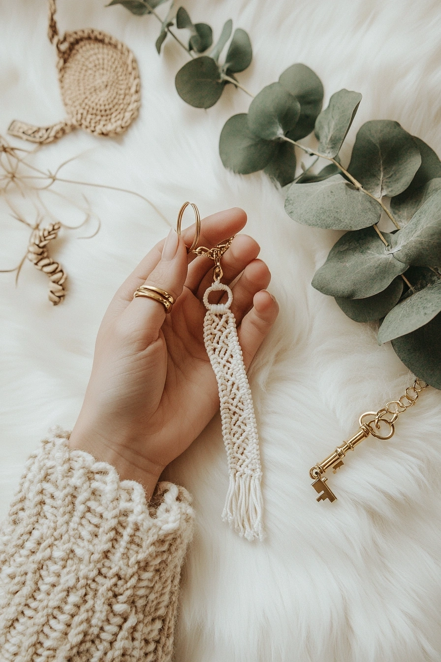 Boho Macramé-Inspired Keychain
