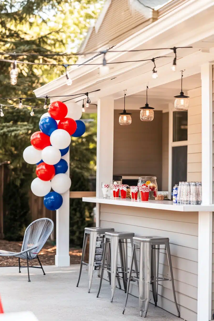 Patriotic Backyard Bar Setup