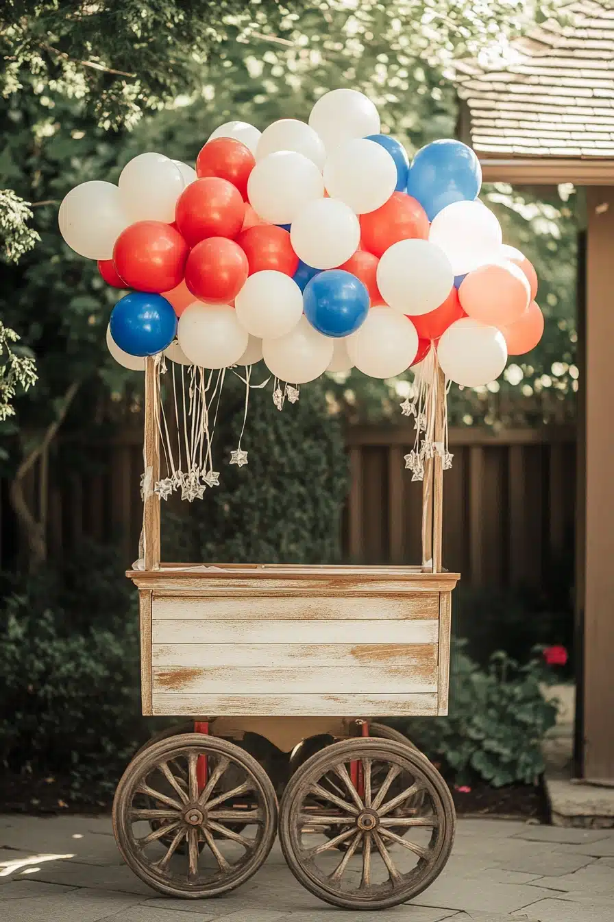 Rustic Balloon Cart for July 4th