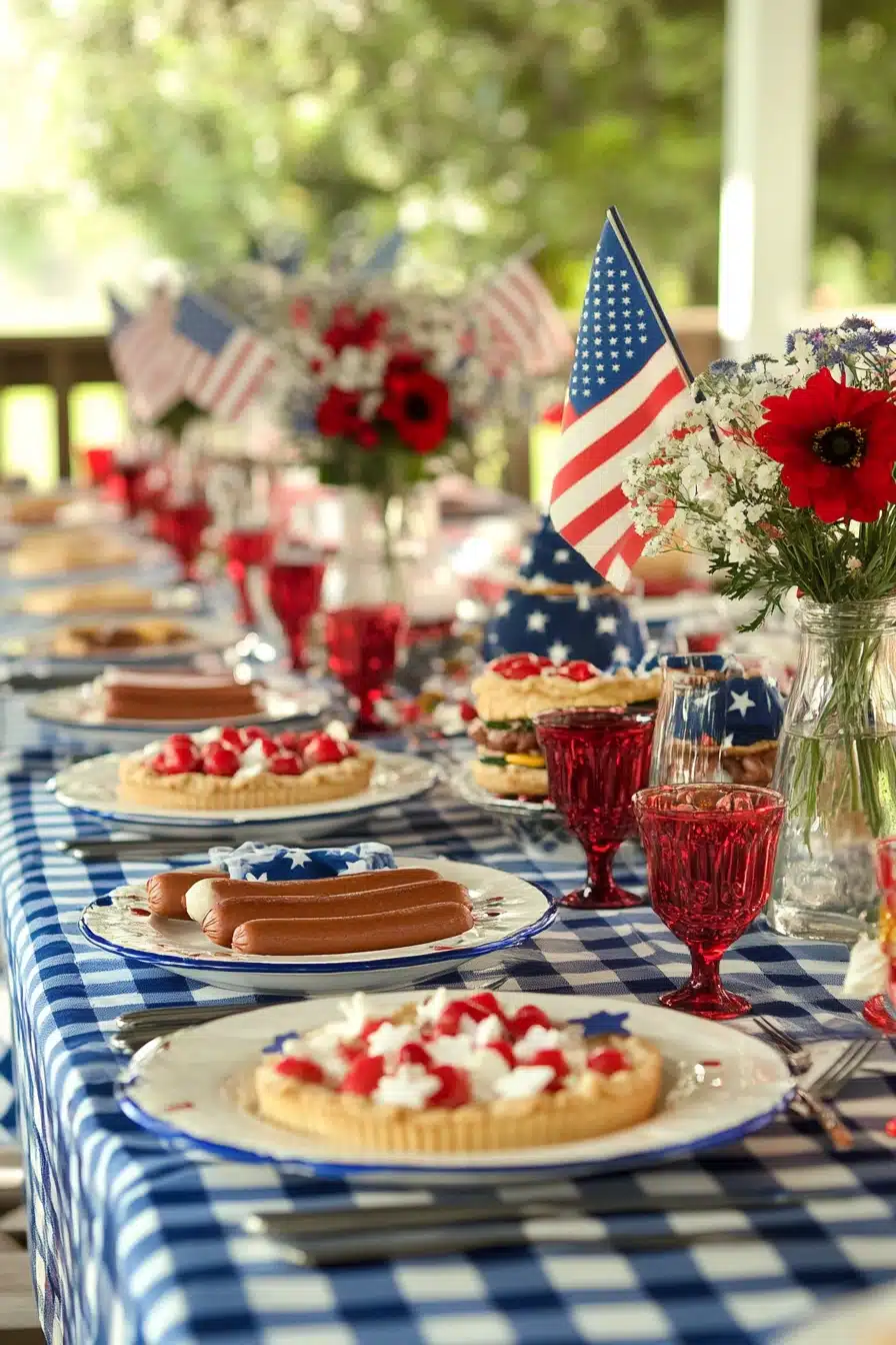 Patriotic Outdoor Feast Setup