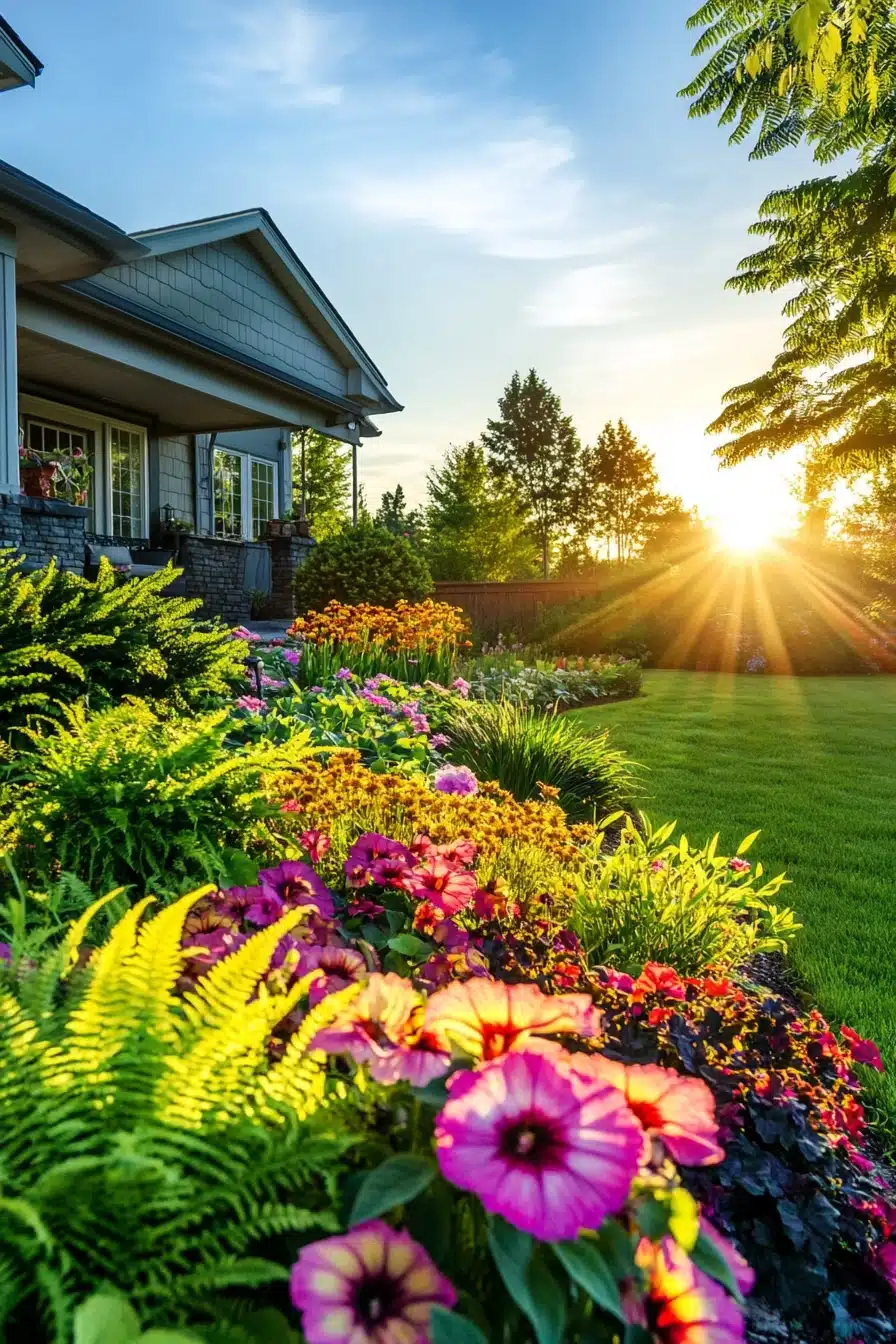 Sun-Kissed Front Yard Flower Bed