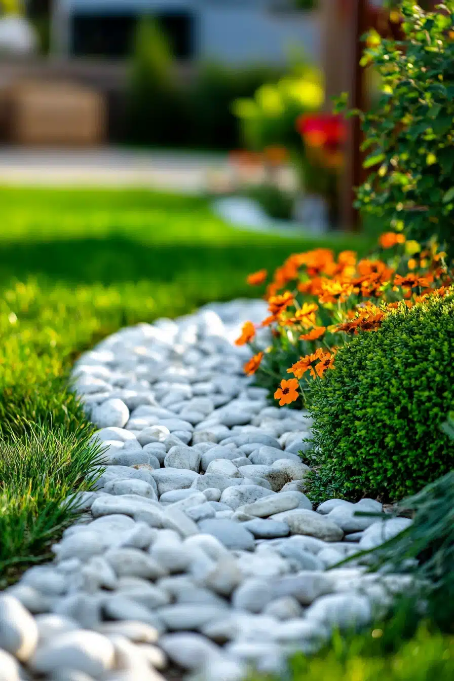 Modern Rock Garden with Bright Blooms