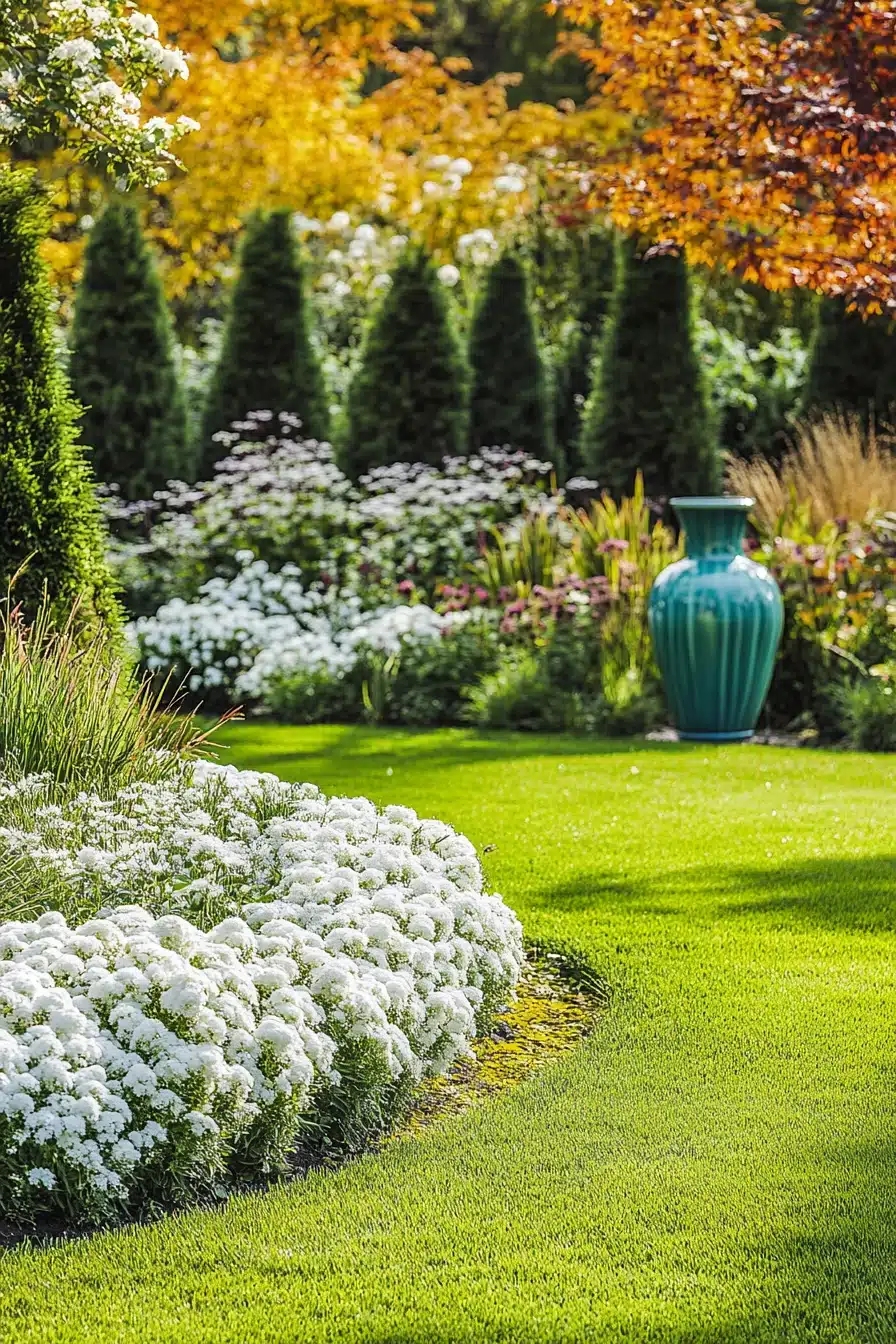 Elegant White Flower Garden Border
