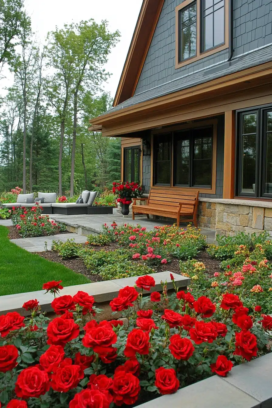 Elegant Rose Garden Front Yard