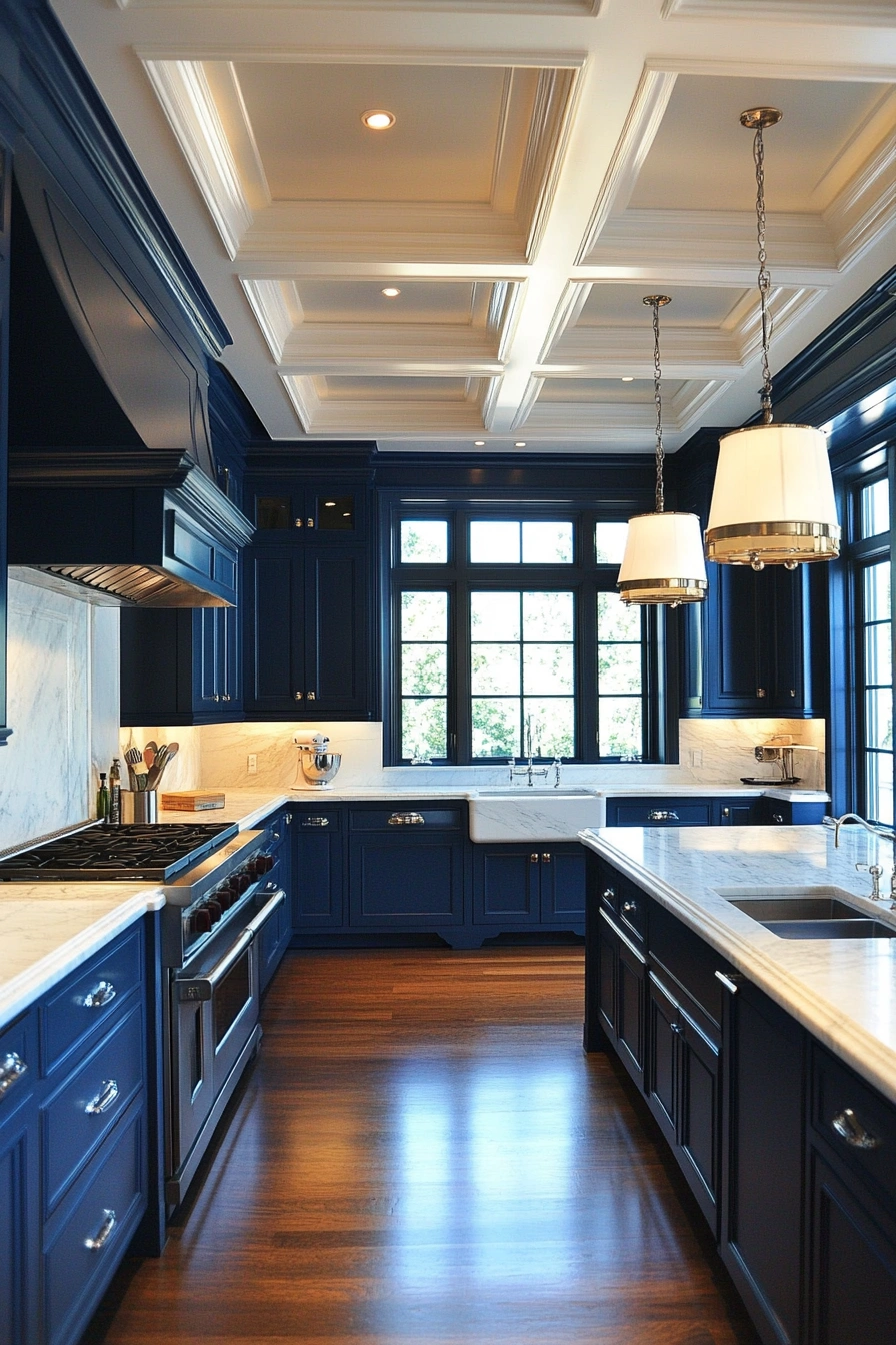 Elegant Navy Kitchen with Classic Charm