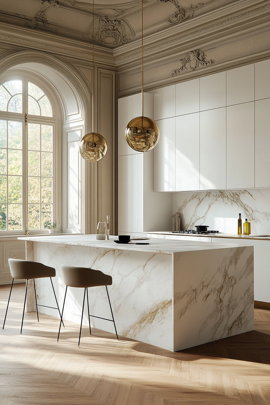 Elegant Marble Kitchen with Luxe Details