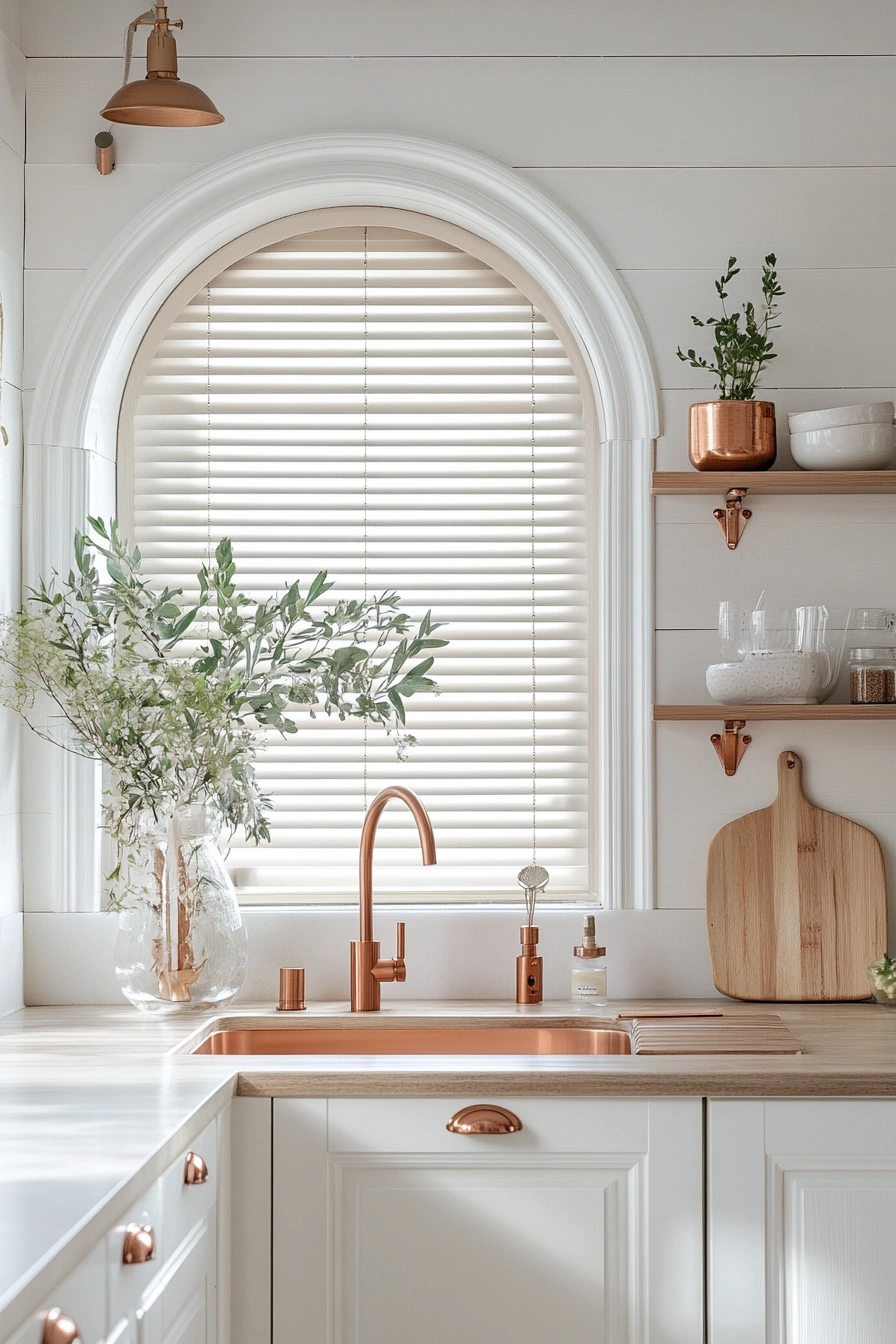 Bright Cottage Kitchen with Copper Accents