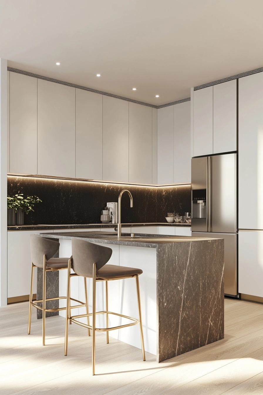 Minimalist Luxury Kitchen with Dark Stone