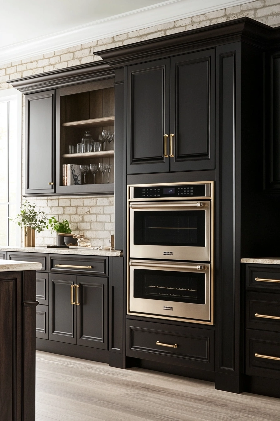 Moody Black Kitchen with Luxe Brass Touches