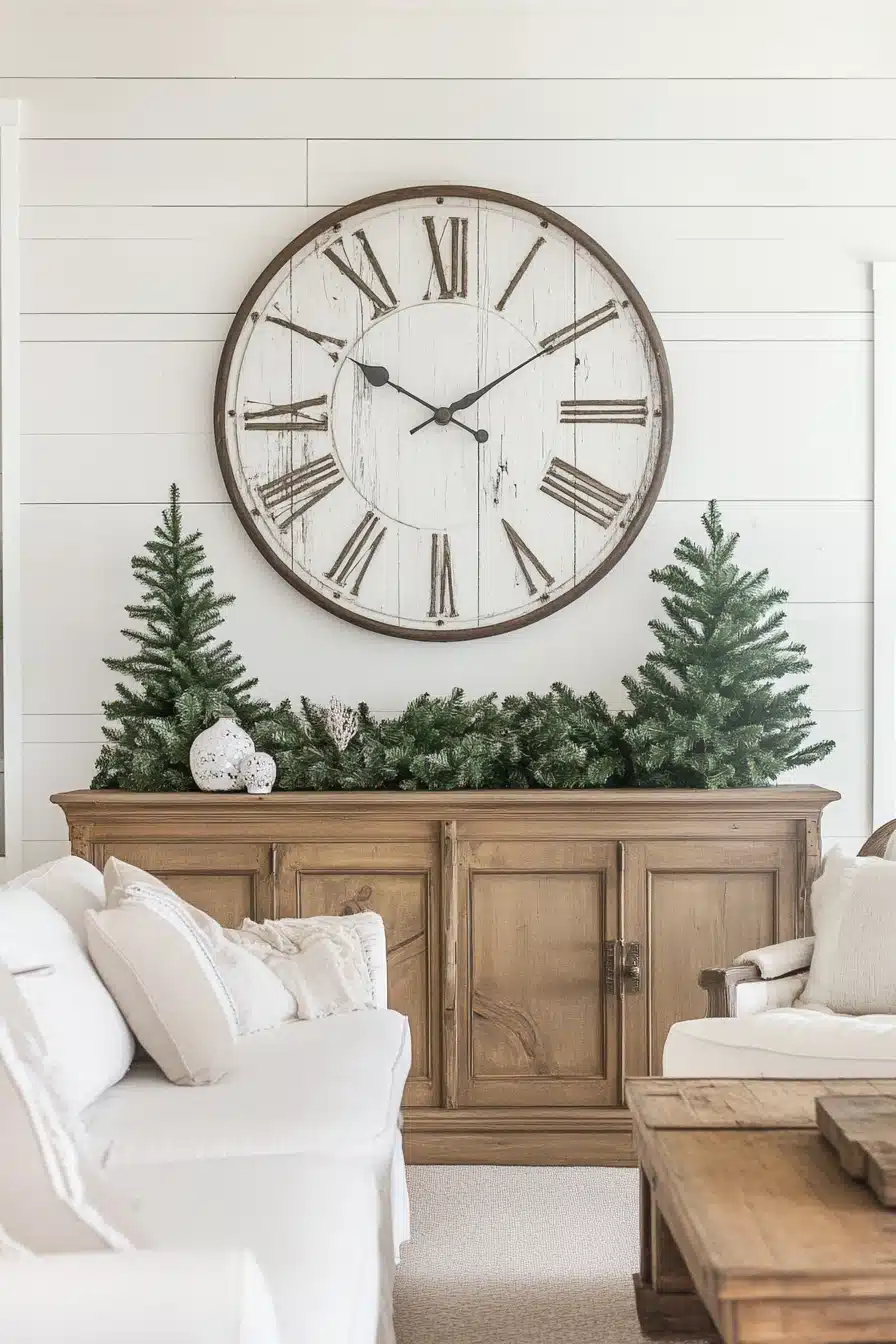 Rustic Farmhouse Elegance with Vintage Clock