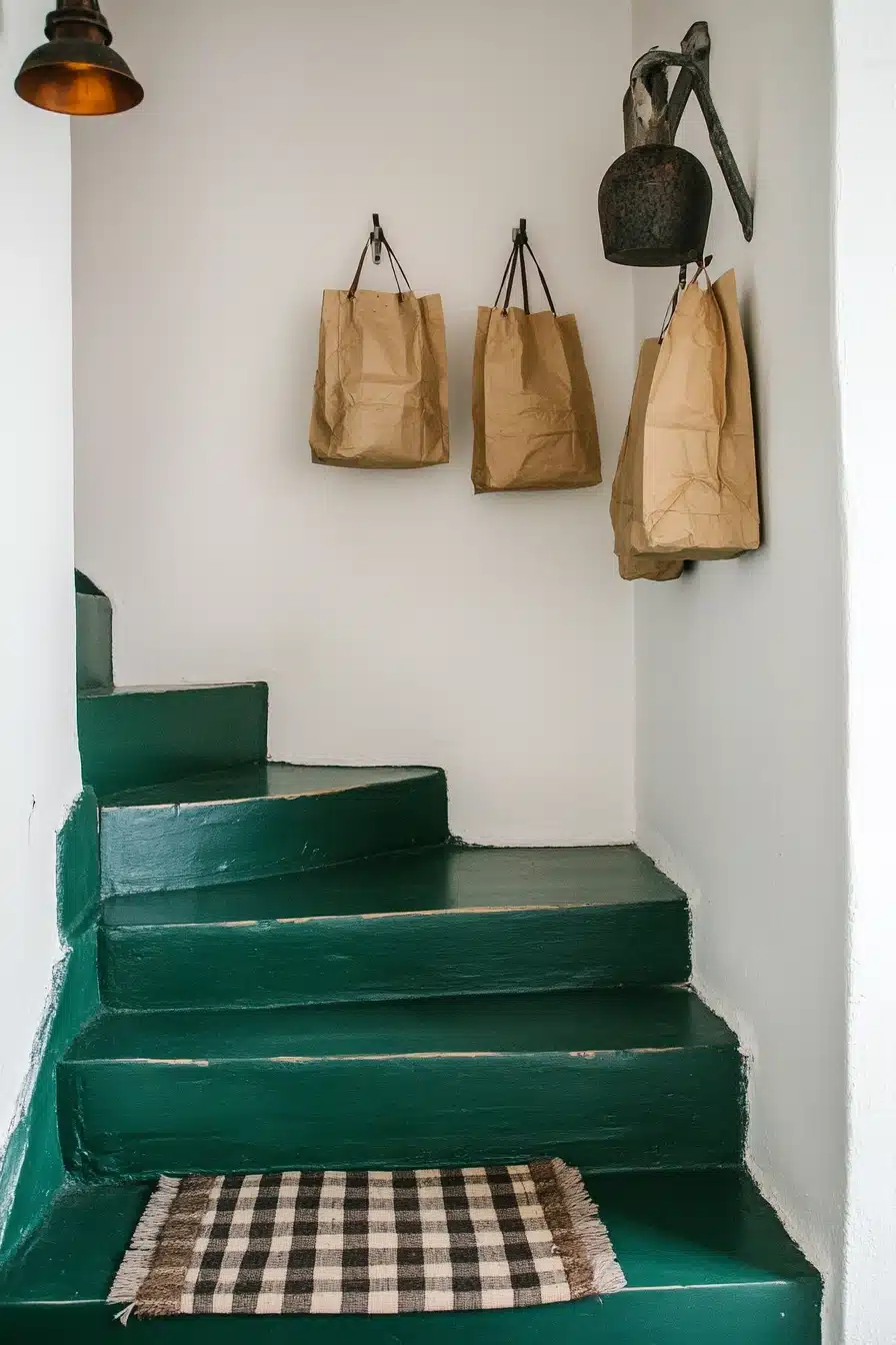 Charming Farmhouse Staircase with Rustic Touches