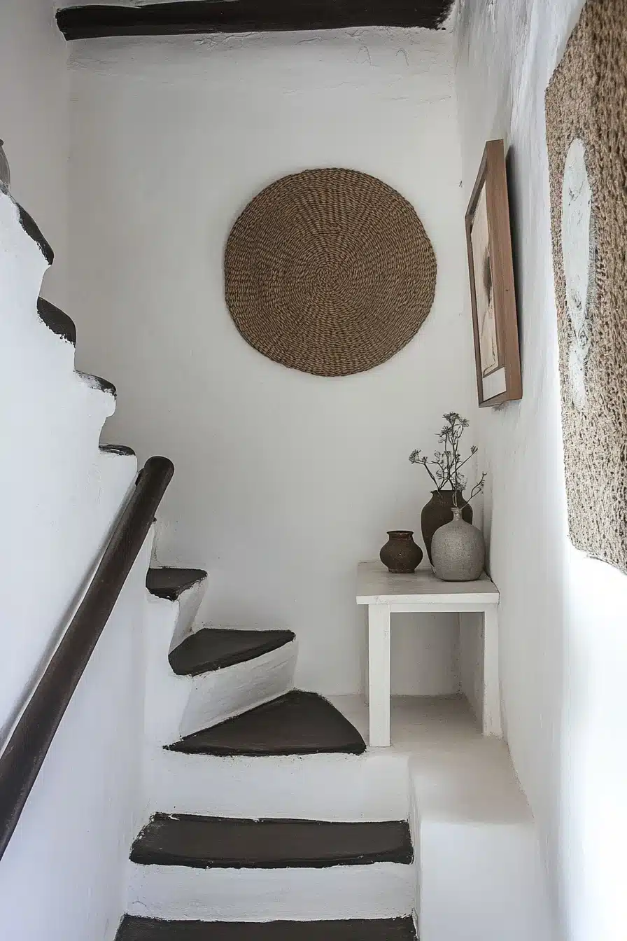 Rustic Farmhouse Staircase with Natural Accents