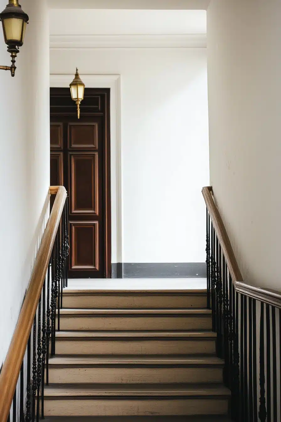 Classic Farmhouse Staircase with Vintage Flair