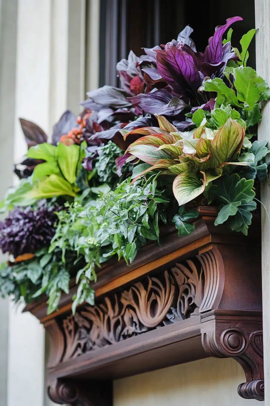 Elegant Coleus in Ornate Window Box