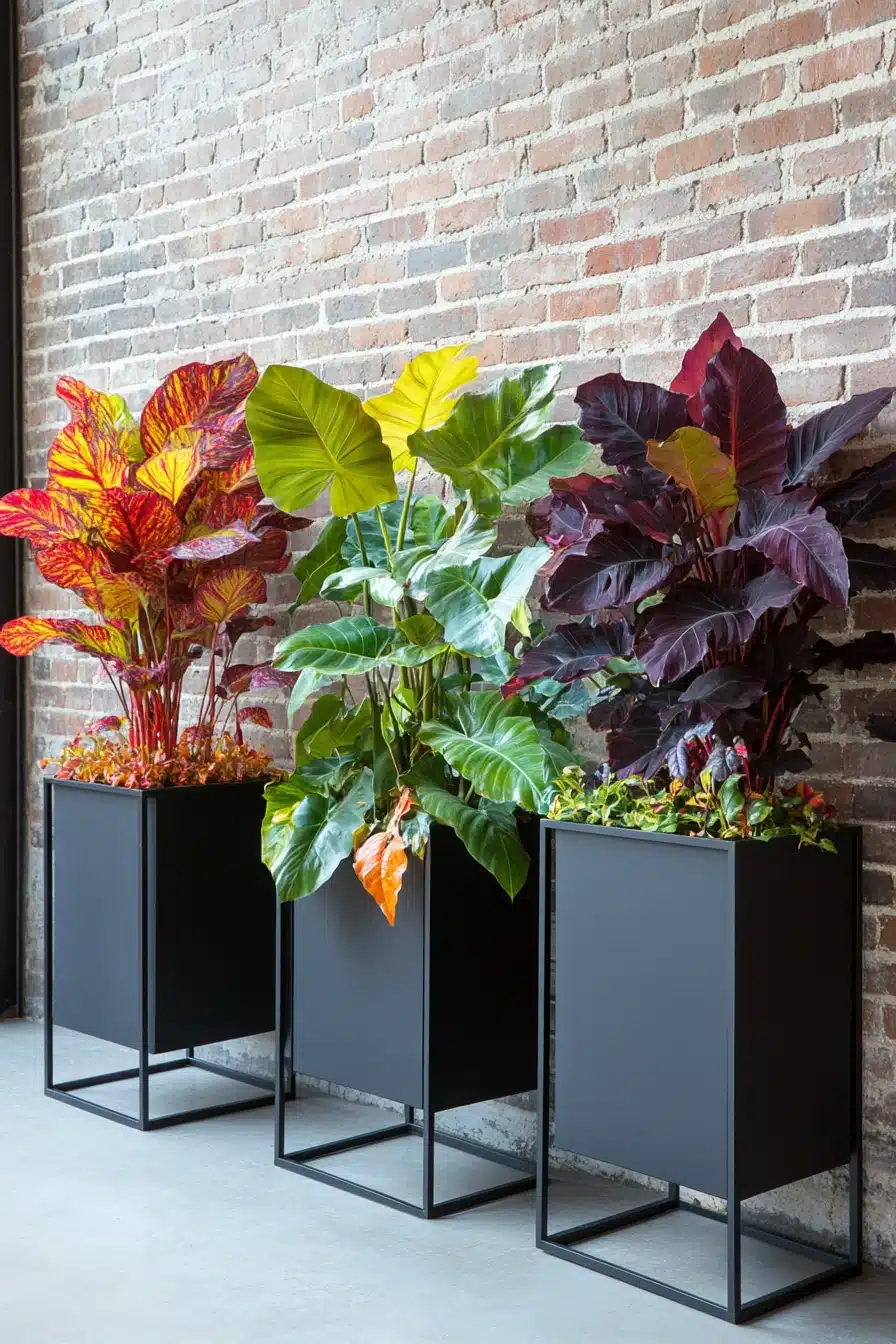 Modern Coleus Trio in Sleek Planters