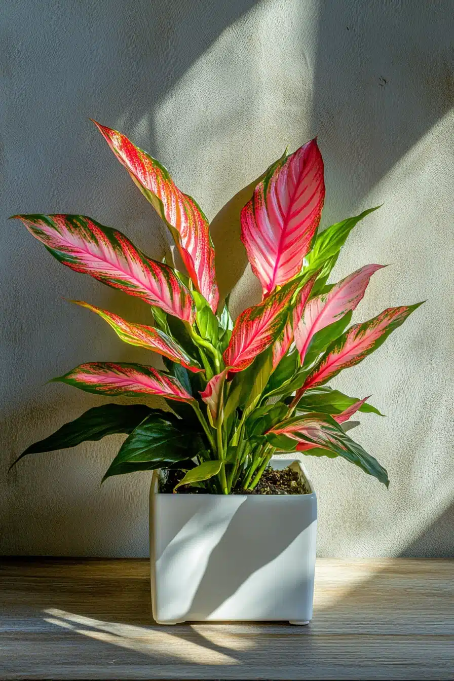 Bright Coleus in Minimalist White Planter
