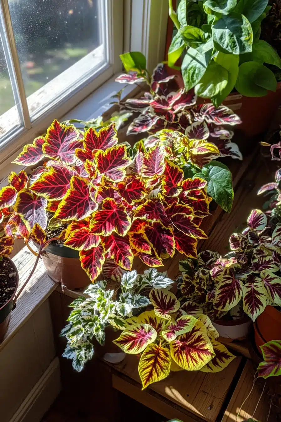 Sunlit Coleus Collection by the Window
