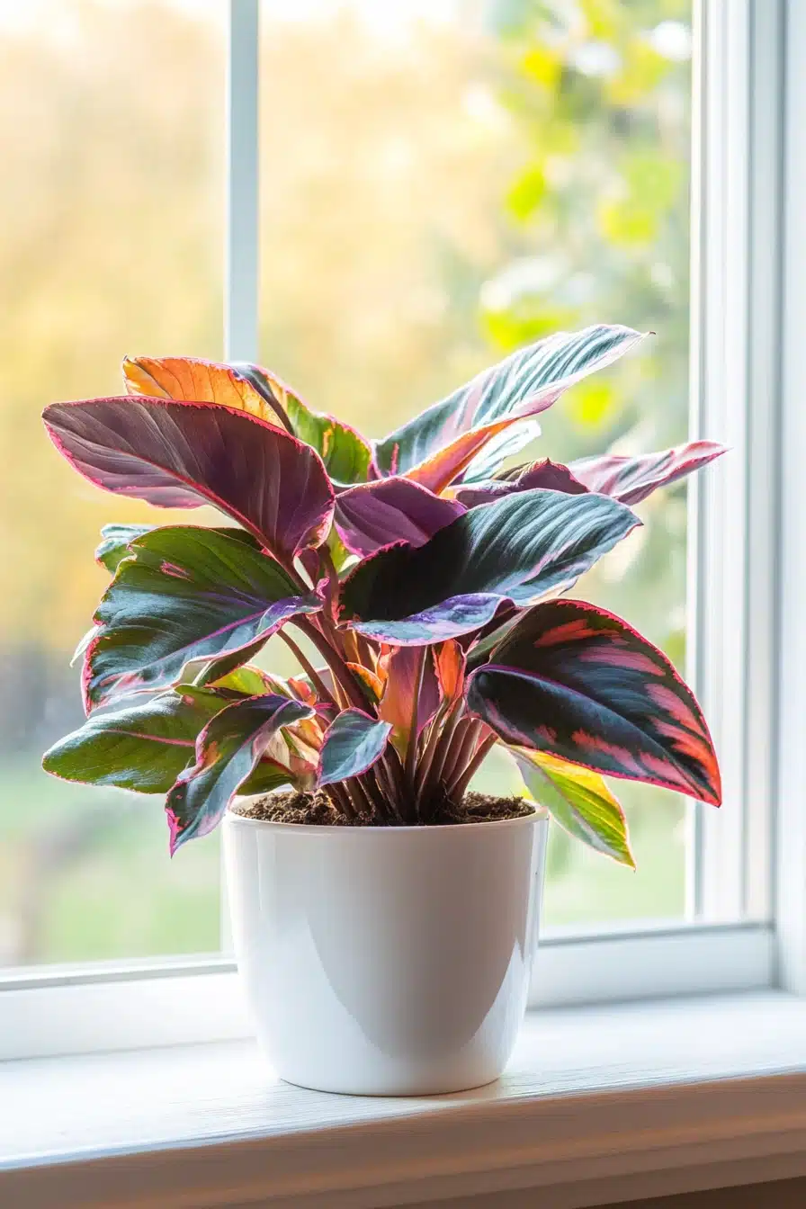 Colorful Coleus in Sleek White Pot