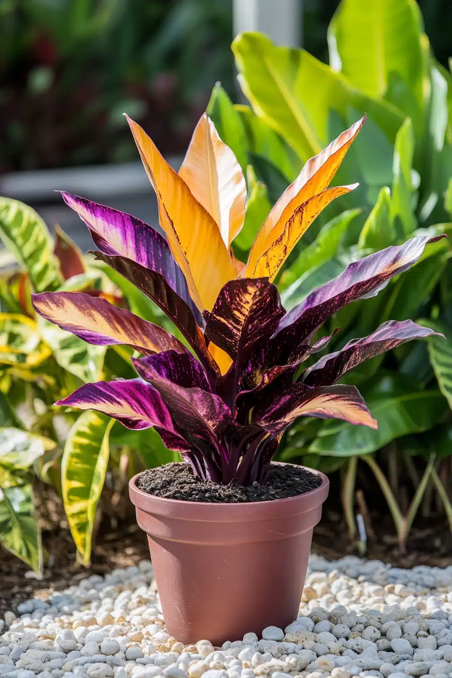 Striking Purple and Gold Coleus Display