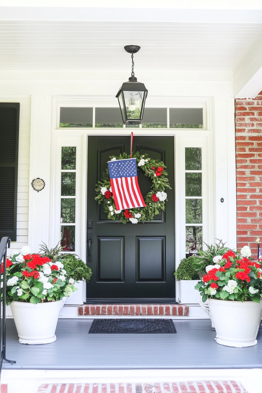 Classic Front Door with Patriotic Elegance