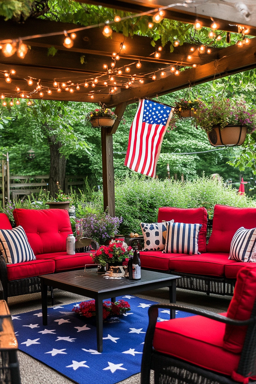 Cozy Patriotic Patio Lounge
