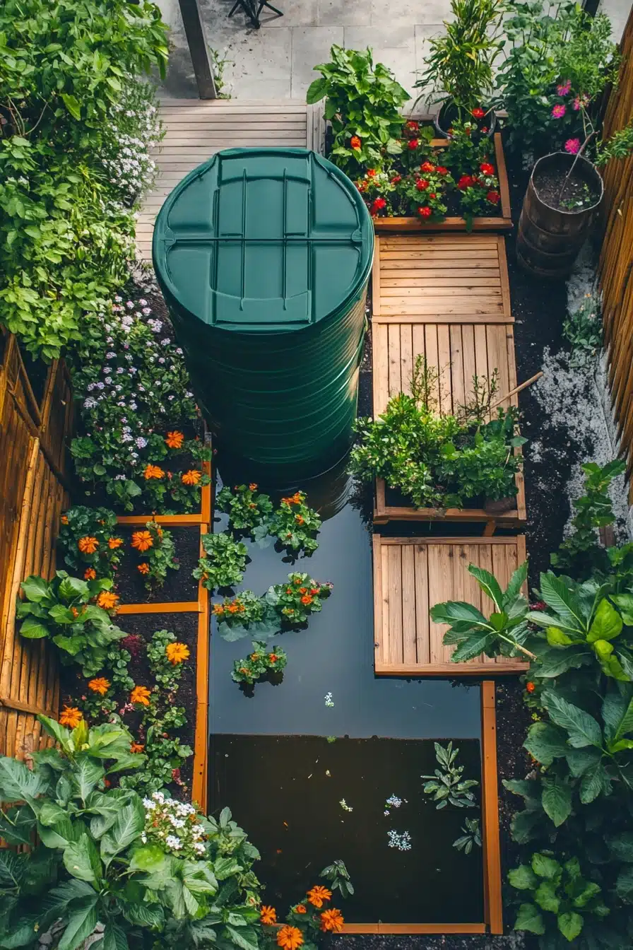 Compact Garden Oasis with Raised Beds