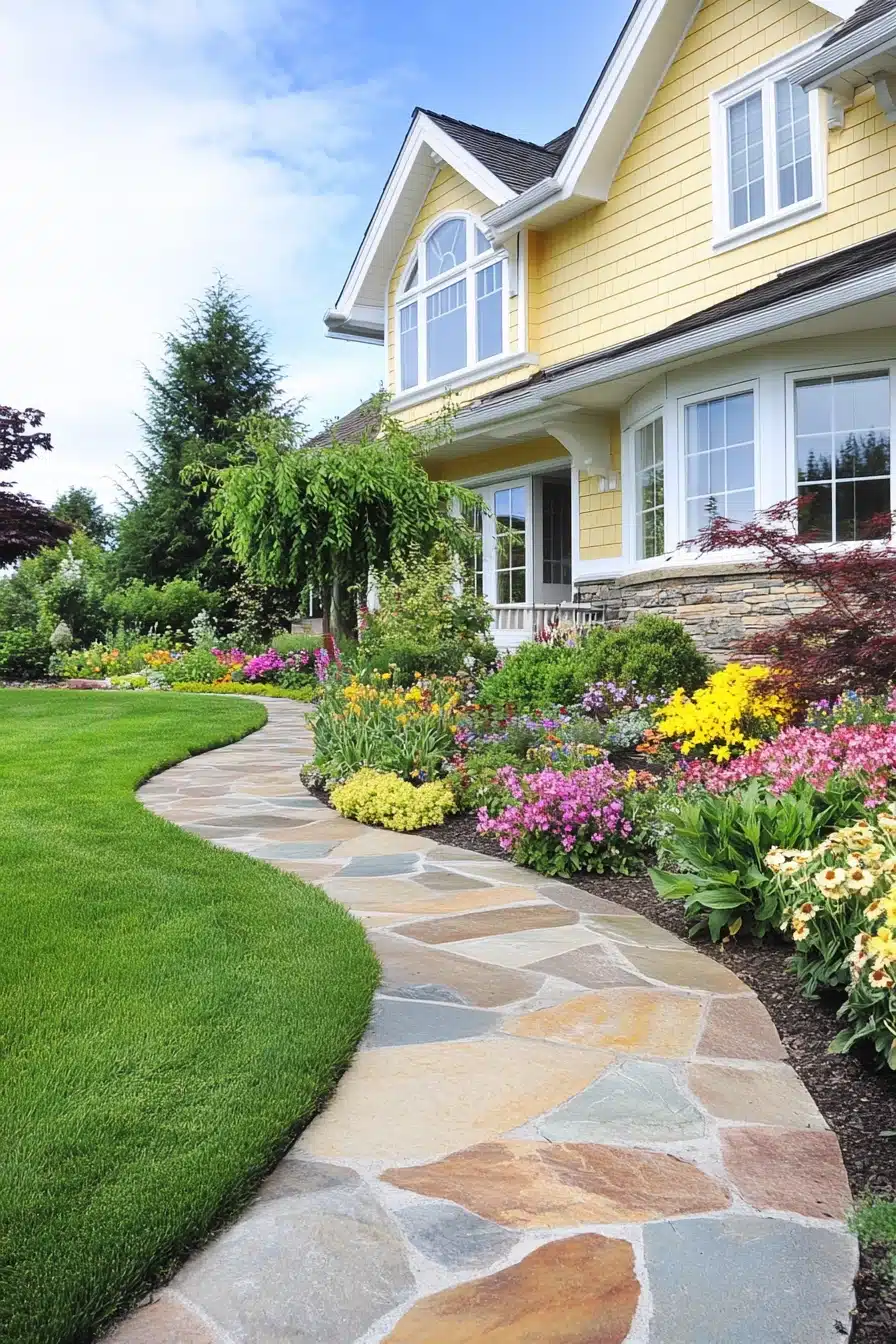 Charming Walkway with Lush Garden Borders