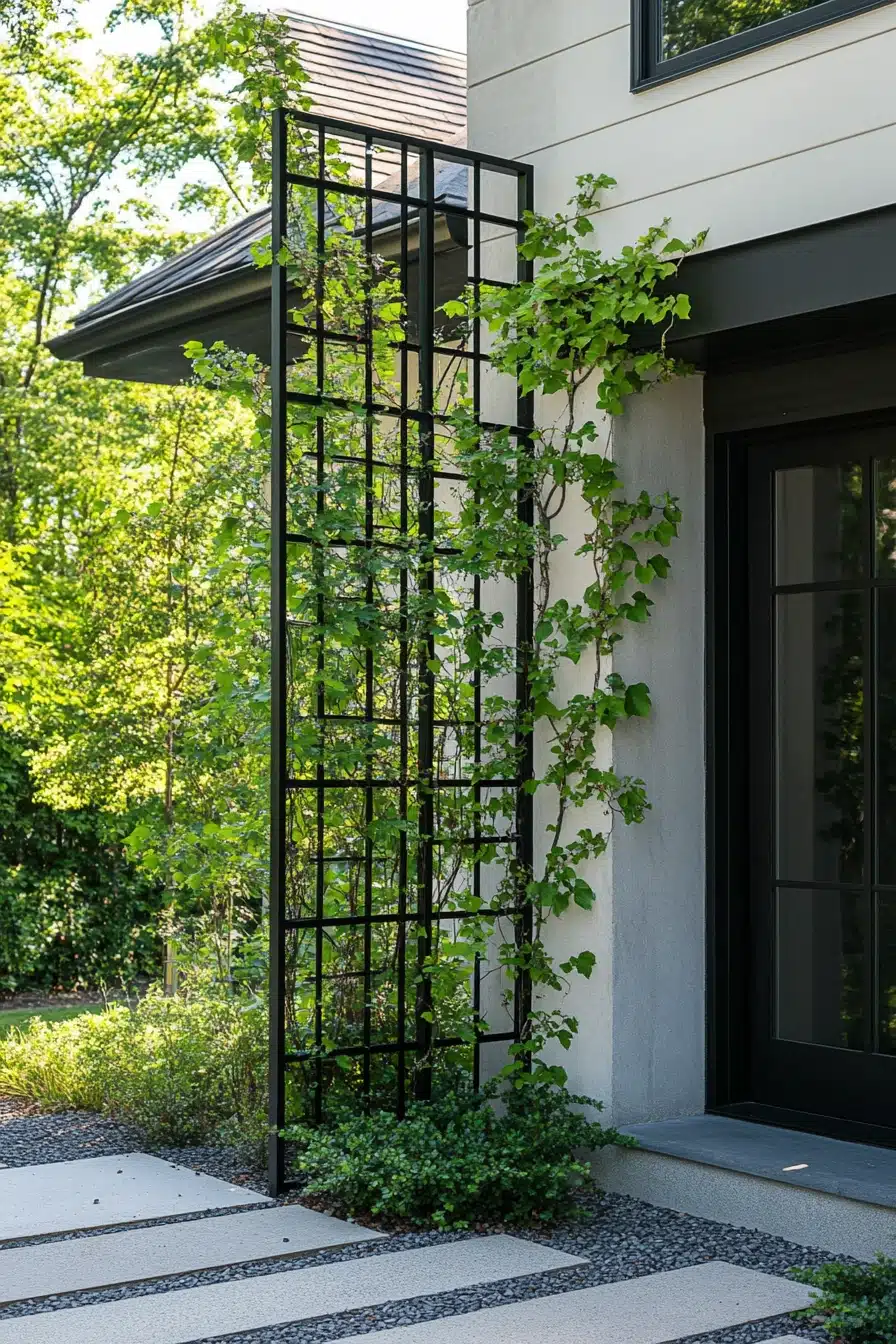 Modern Trellis Accent with Climbing Greenery