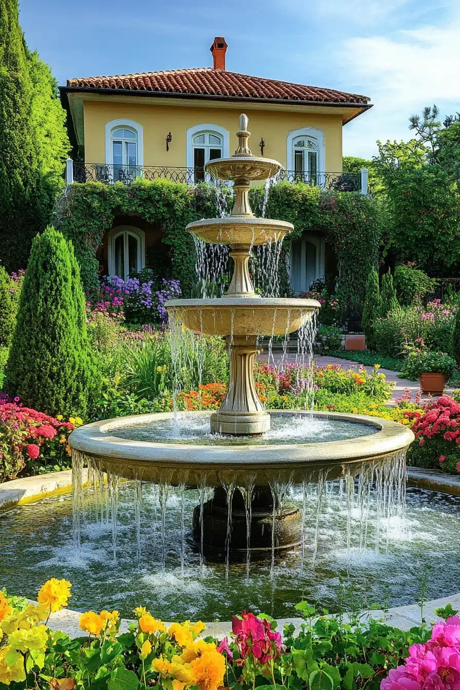 Elegant Garden Fountain with Mediterranean Charm