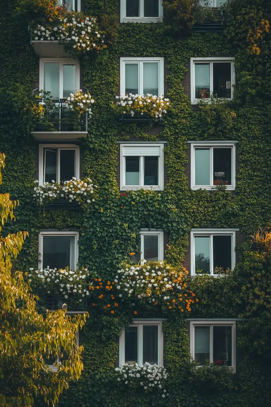 Lush Vertical Garden Apartment Facade