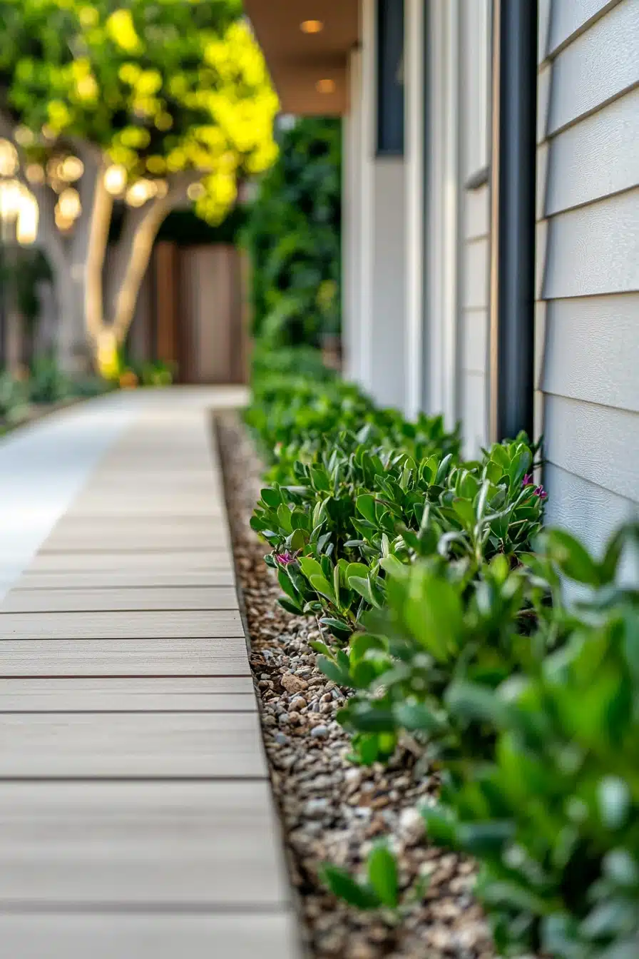 Minimalist Side Yard with Clean Gravel Borders
