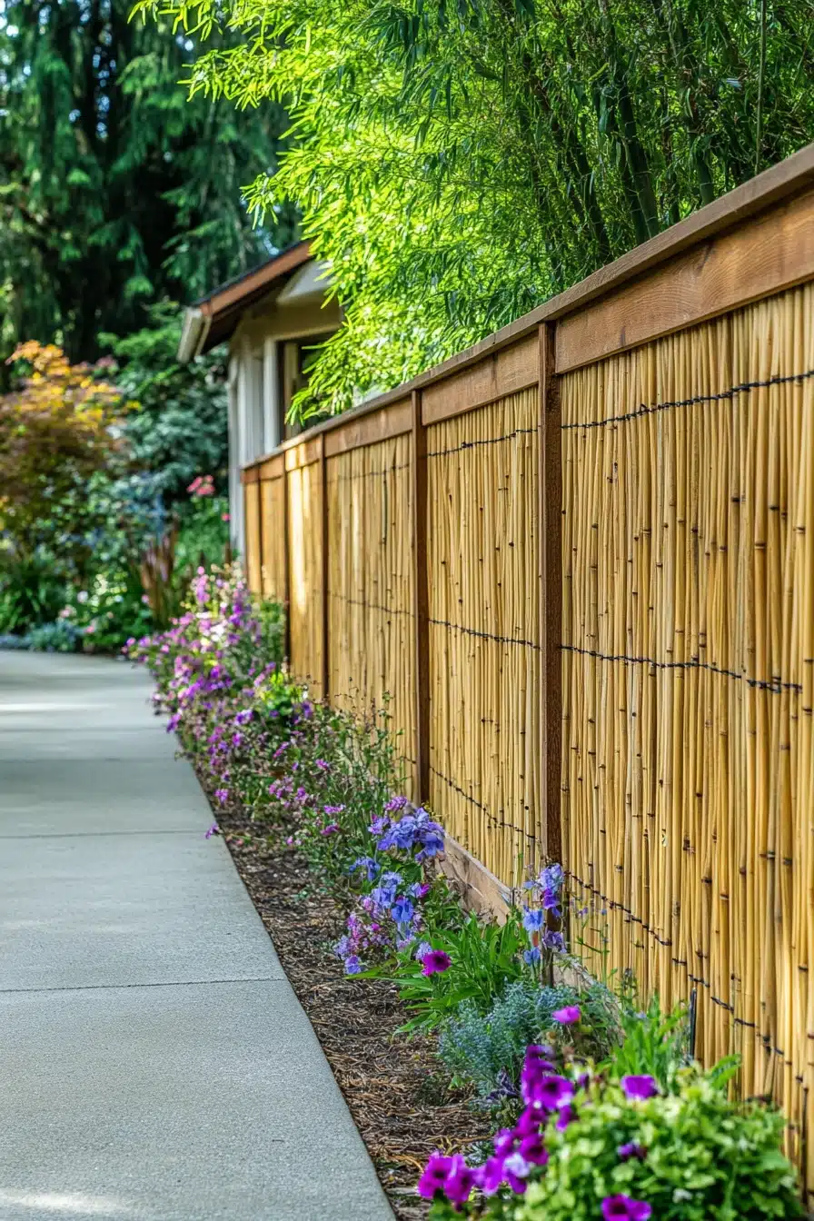 Bamboo Fence with Colorful Flower Border