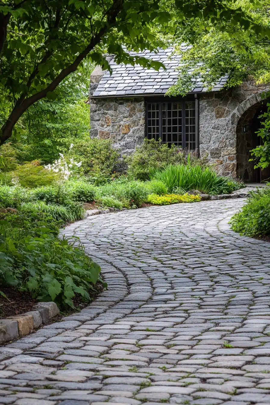 Enchanting Cobblestone Path with Rustic Charm