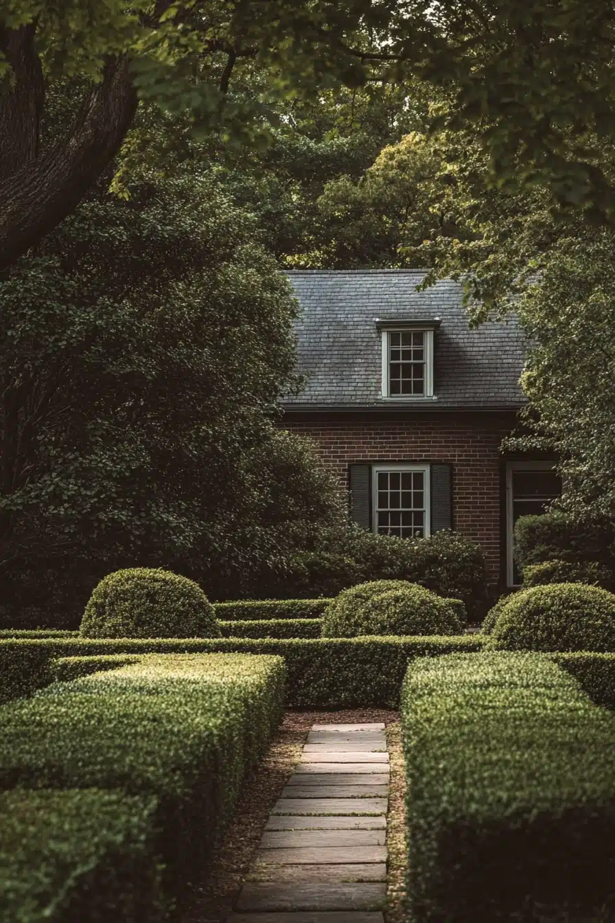 Classic Formal Garden with Sculpted Hedges