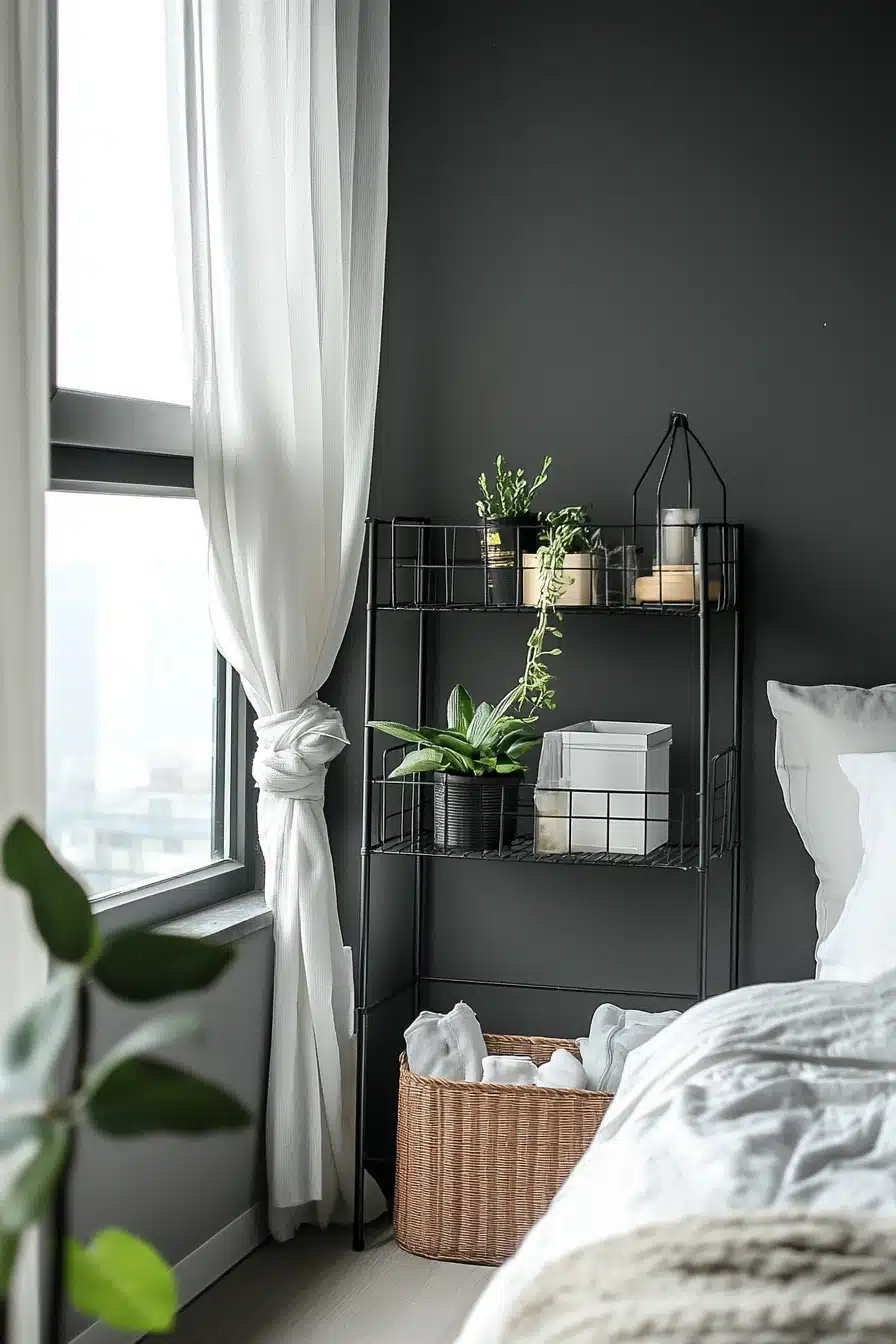 Modern Farmhouse Bedroom with Charcoal Charm