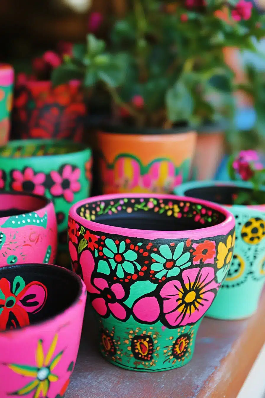 Vibrant Hand-Painted Flower Pots
