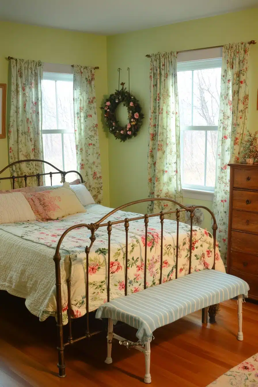 Vintage Floral Farmhouse Bedroom