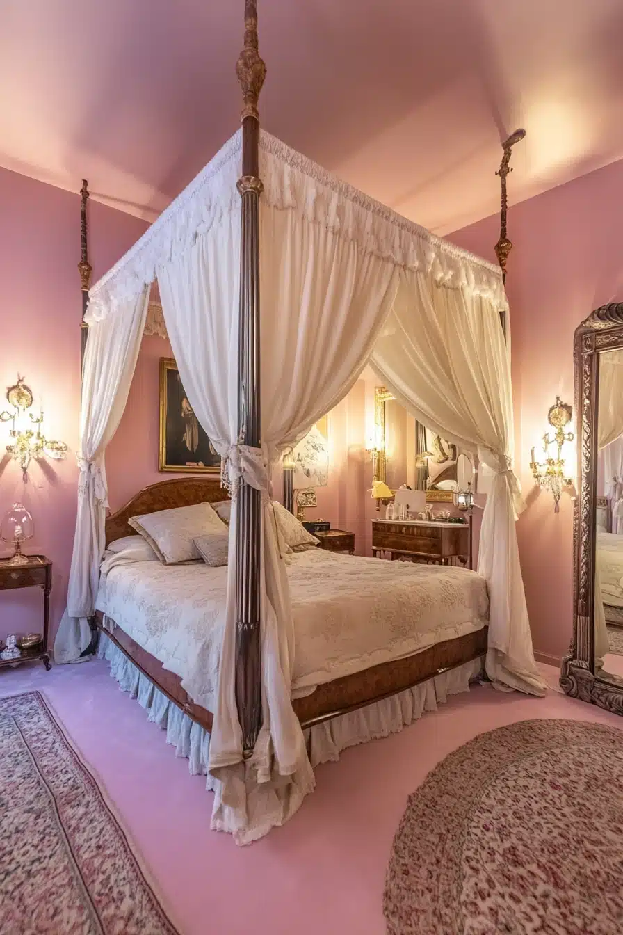 Romantic Pink Bedroom with Vintage Elegance