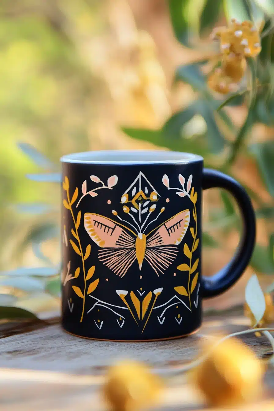 Boho Butterfly Mug with Nature Motifs