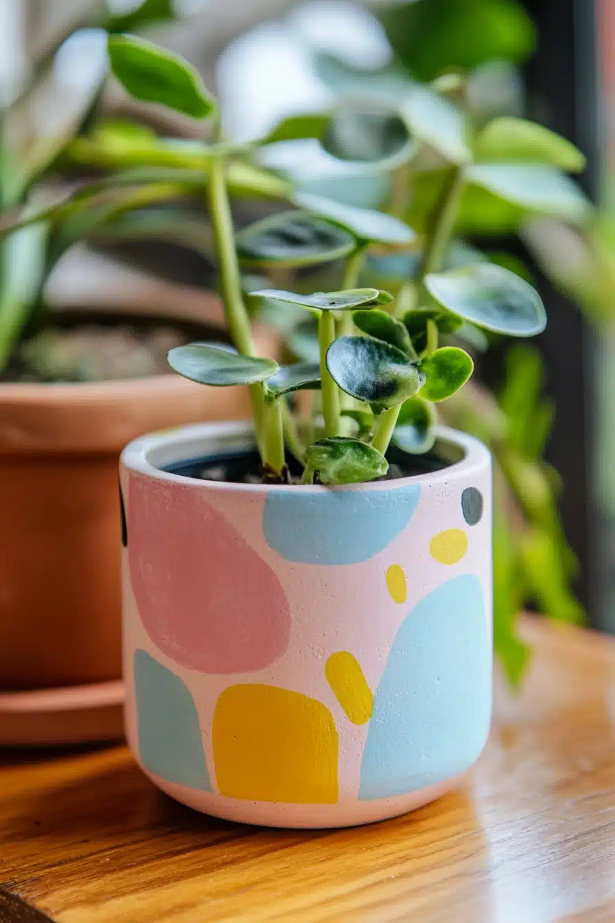 Pastel Abstract Painted Plant Pot