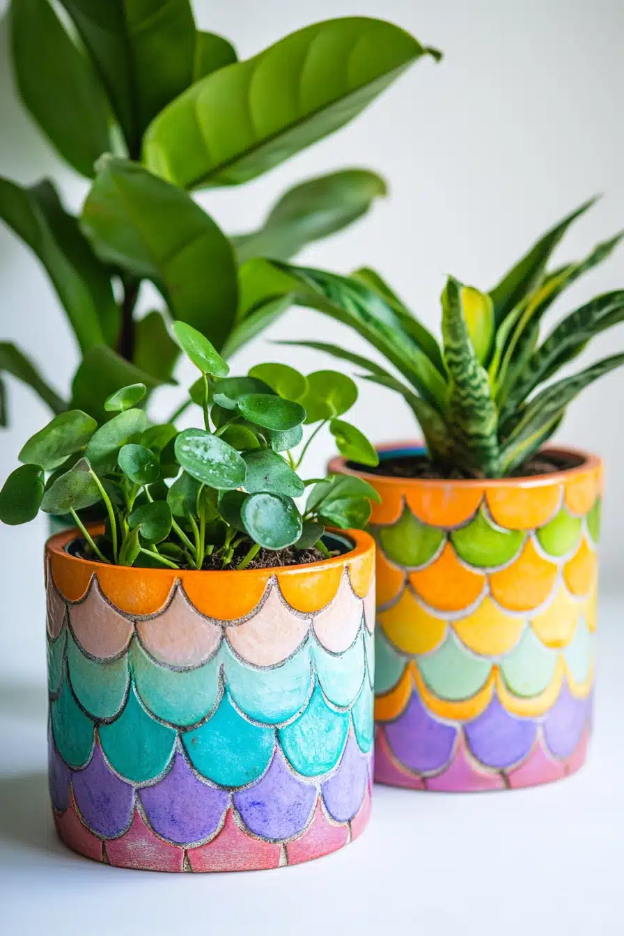 Mermaid-Inspired Colorful Plant Pots